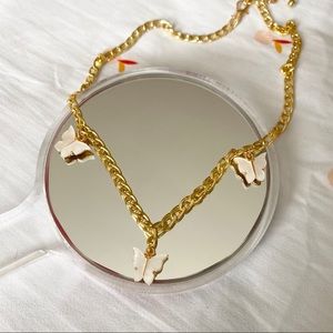 butterfly charm necklace | white